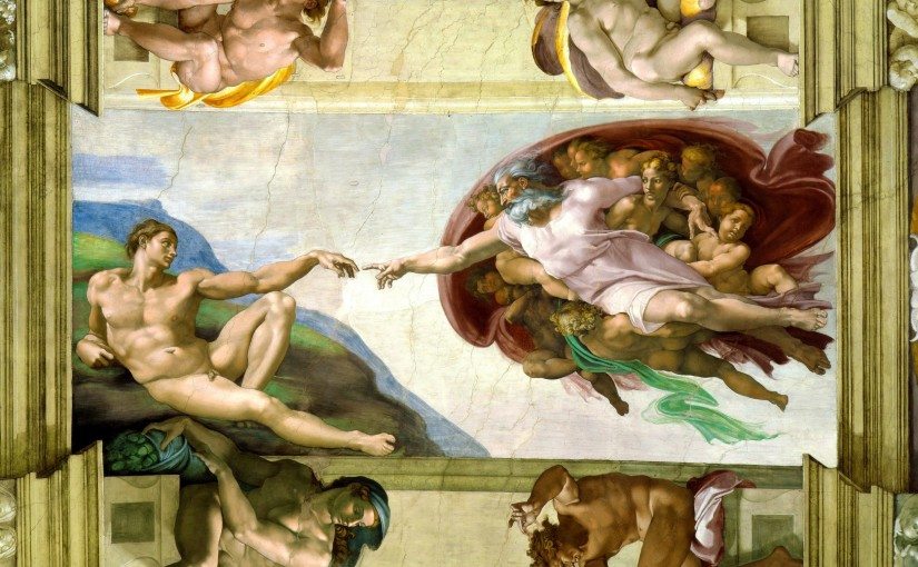 “Michelangelo Creation of Adam” via Wikipedia [public domain]