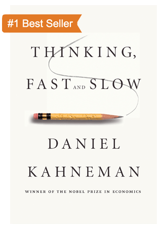 The cover of the book titled "Thinking Fast and Slow" by Daniel Kahneman.