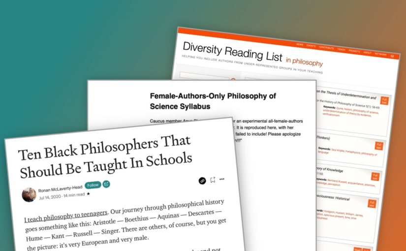 Screenshots of diversity reading list websites.
